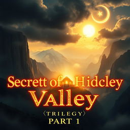 A breathtaking cover featuring a hidden, mystical valley surrounded by towering, mist-covered mountains