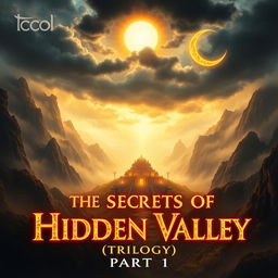A breathtaking cover featuring a hidden, mystical valley surrounded by towering, mist-covered mountains