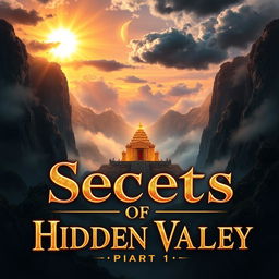 A breathtaking cover featuring a hidden, mystical valley surrounded by towering, mist-covered mountains