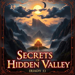 A breathtaking cover featuring a hidden, mystical valley surrounded by towering, mist-covered mountains