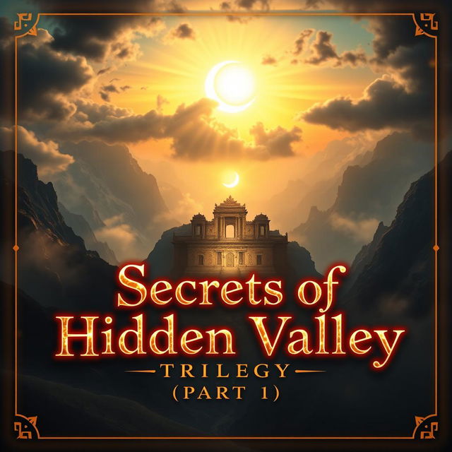 A breathtaking cover featuring a hidden, mystical valley surrounded by towering, mist-covered mountains