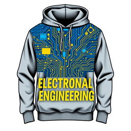 A modern and stylish hoodie design featuring a bold graphic representing the Electrical and Electronic Engineering department