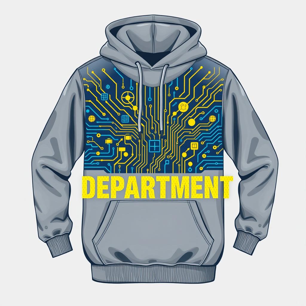 A modern and stylish hoodie design featuring a bold graphic representing the Electrical and Electronic Engineering department