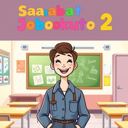 An illustration featuring the phrase 'Sahabat Jobokuto 2' in bold, colorful lettering at the top of the image