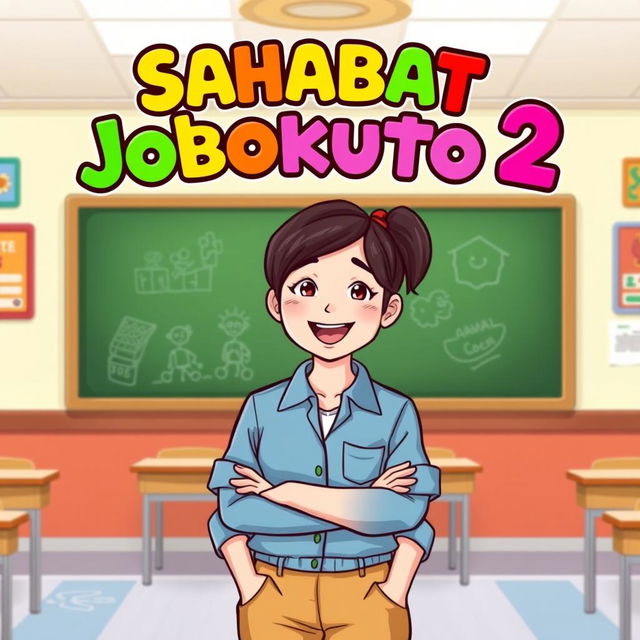 An illustration featuring the phrase 'Sahabat Jobokuto 2' in bold, colorful lettering at the top of the image