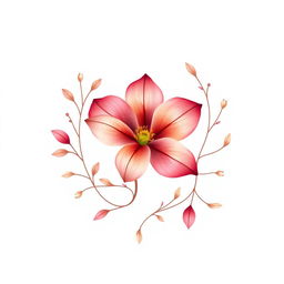 A stunning monogram design featuring a single elegant flower at the center, surrounded by delicate natural elements like subtle leaves and soft vines