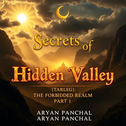 A breathtaking cover featuring a hidden, mystical valley surrounded by towering, mist-covered mountains