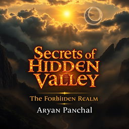 A breathtaking cover featuring a hidden, mystical valley surrounded by towering, mist-covered mountains