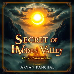 A breathtaking cover featuring a hidden, mystical valley surrounded by towering, mist-covered mountains
