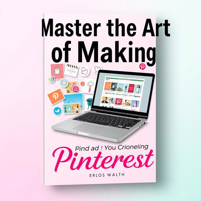 A sleek eBook cover design for "Master the Art of Making Money on Pinterest"