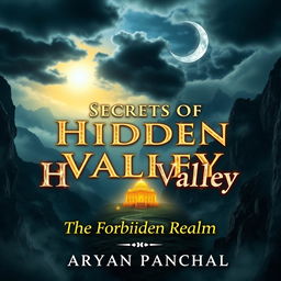 A breathtaking cover featuring a hidden, mystical valley surrounded by towering, mist-covered mountains