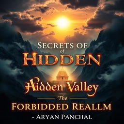 A breathtaking cover featuring a hidden, mystical valley surrounded by towering, mist-covered mountains