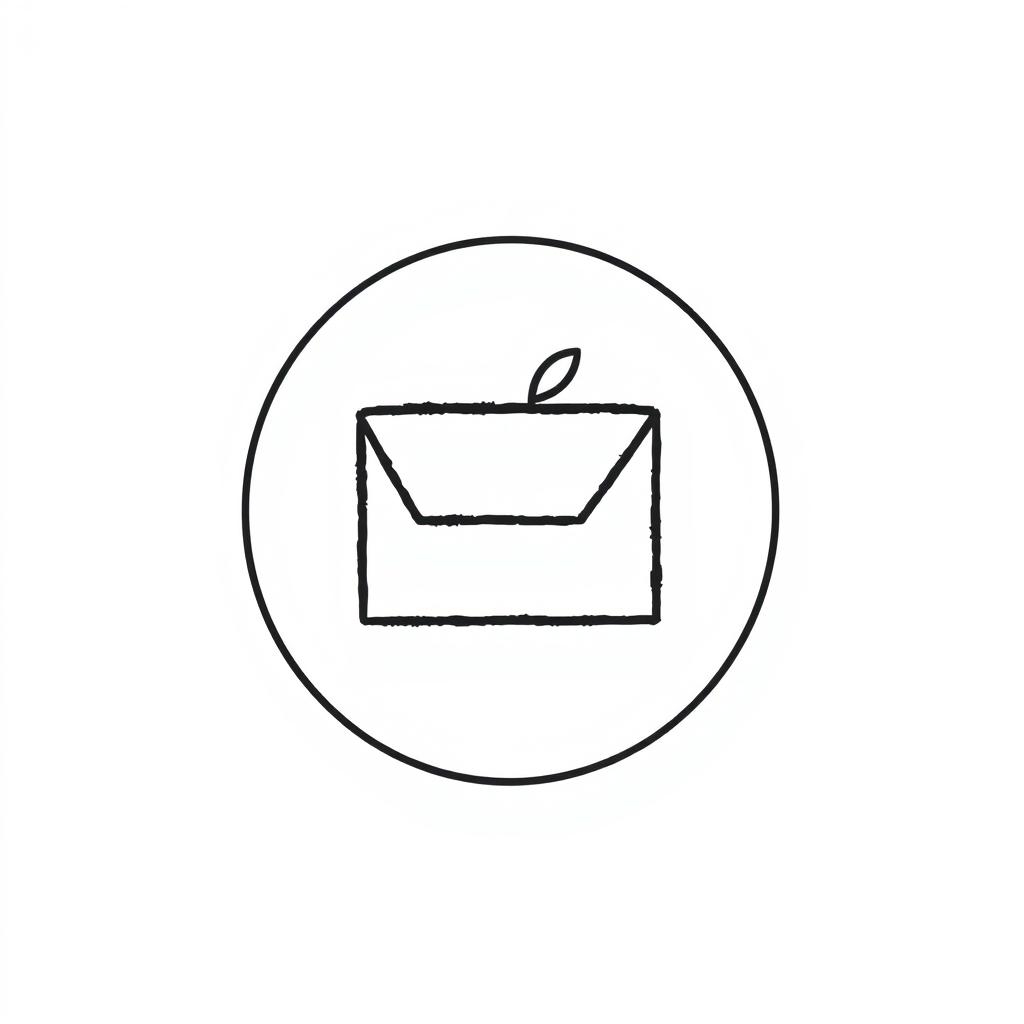 A minimalist black line-drawn icon of a parcel box resembling a postal package, enclosed within a white circle