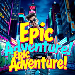 A vibrant YouTube thumbnail depicting a dynamic urban setting with neon lights
