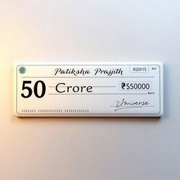 A realistic and creative depiction of a bank cheque