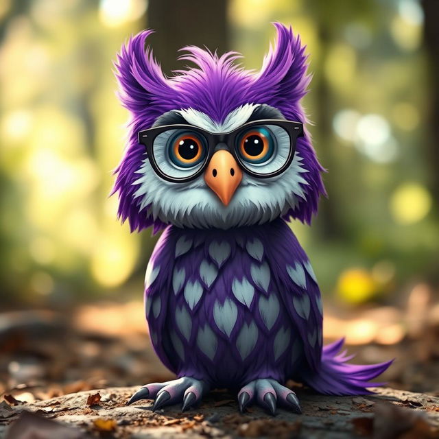 A whimsical and fantastical creature featuring a hybrid between an owl and a boar