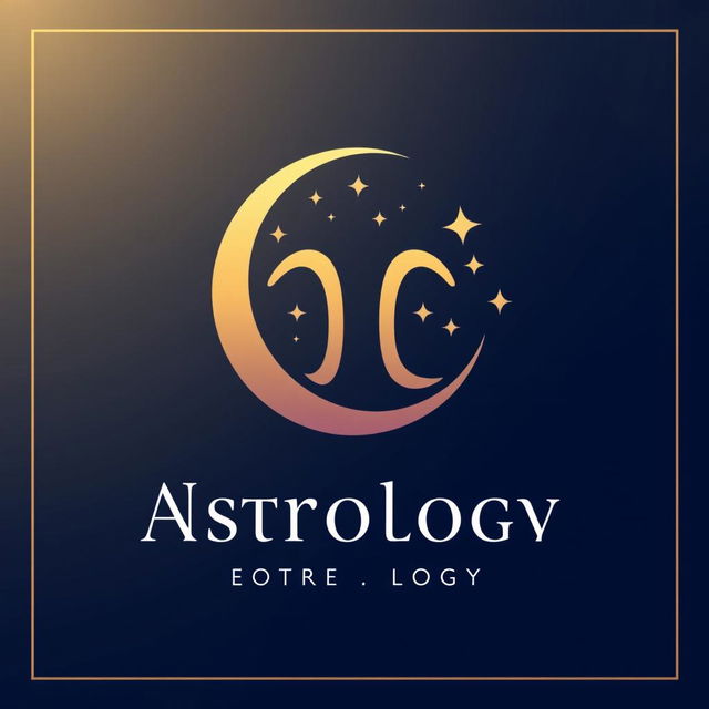 A modern, elegant astrology logo featuring a stylized star sign symbol intertwined with celestial elements like a crescent moon and twinkling stars