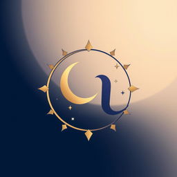 A modern, elegant astrology logo featuring a stylized star sign symbol intertwined with celestial elements like a crescent moon and twinkling stars