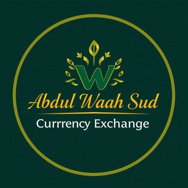 A modern and elegant logo design for a currency exchange and transfer company named 'Abdul Wahab Sud Currency Exchange'