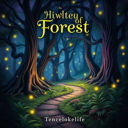 A captivating ebook cover featuring an artistic representation of a mystical forest in twilight