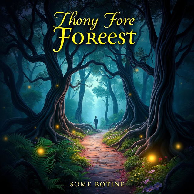 A captivating ebook cover featuring an artistic representation of a mystical forest in twilight