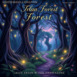 A captivating ebook cover featuring an artistic representation of a mystical forest in twilight