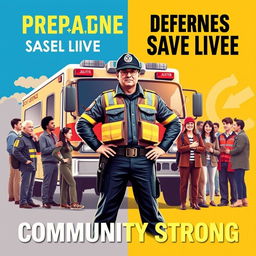 A stunning poster for civil defense that effectively showcases its importance and themes of safety and preparedness