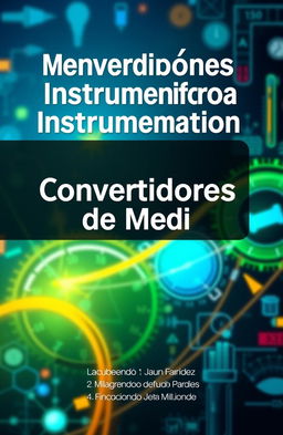 A visually appealing cover page for a science or engineering course titled 'Medición e Instrumentación'