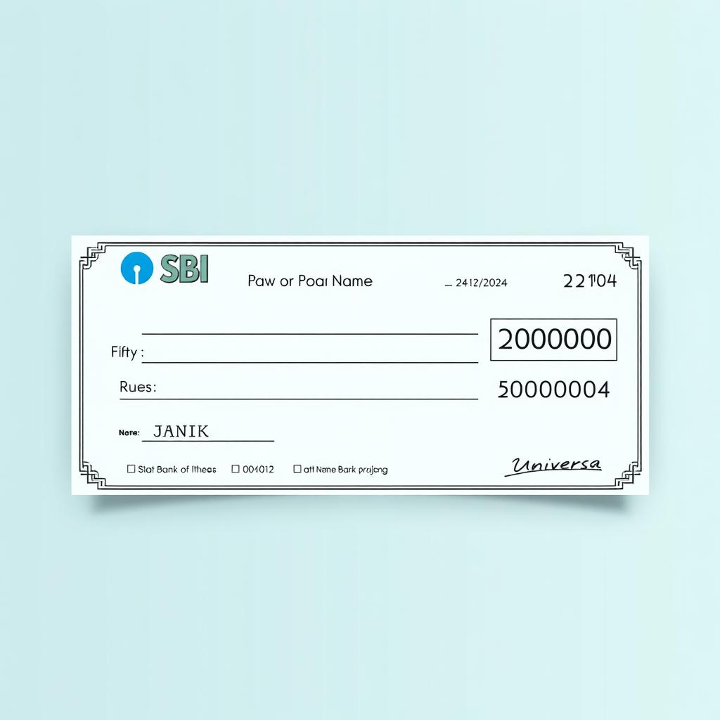 A realistic pay cheque design featuring the name 'Pratiksha Prajith' prominently at the top