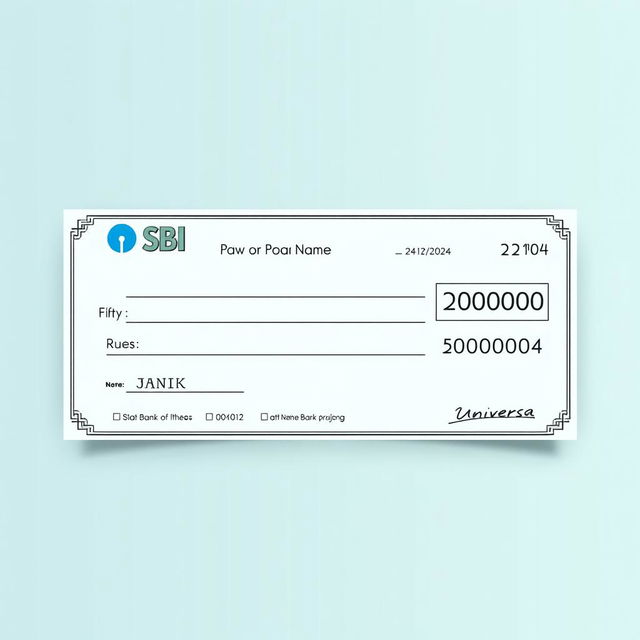 A realistic pay cheque design featuring the name 'Pratiksha Prajith' prominently at the top