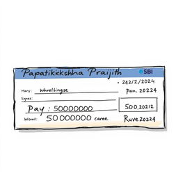 A realistic, detailed illustration of a cheque designed to look authentic
