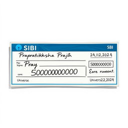A realistic, detailed illustration of a cheque designed to look authentic