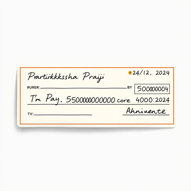 A realistic, detailed illustration of a cheque designed to look authentic