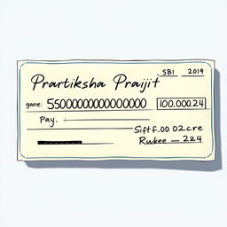 A realistic, detailed illustration of a cheque designed to look authentic