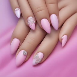 This is a digital art image of a different Barbie-inspired nail design