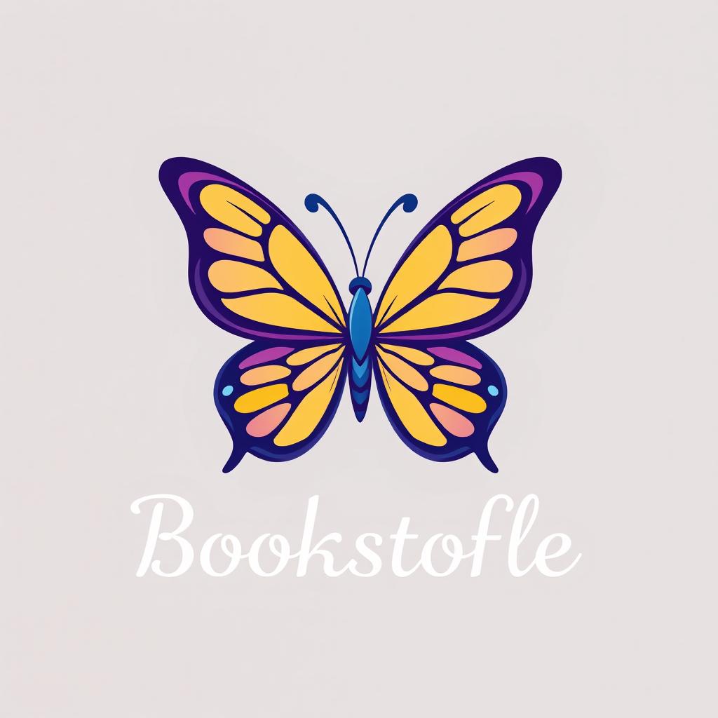 A logo design for a bookstore, intricately inspired by butterflies