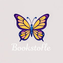 A logo design for a bookstore, intricately inspired by butterflies