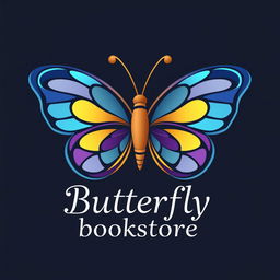 A logo design for a bookstore, intricately inspired by butterflies