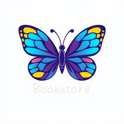 A logo design for a bookstore, intricately inspired by butterflies