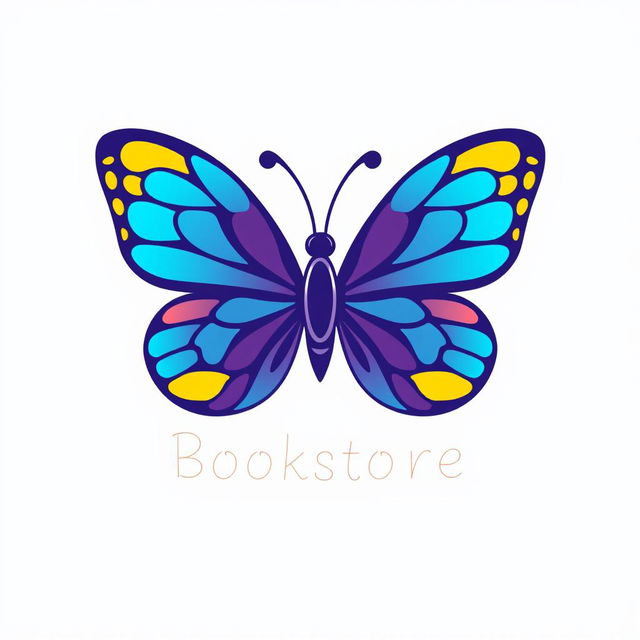 A logo design for a bookstore, intricately inspired by butterflies