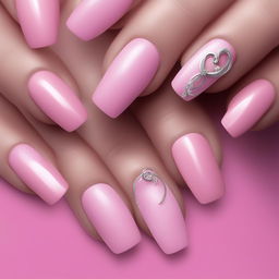 This digital art image showcases a unique Barbie-inspired nail design