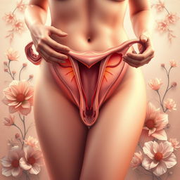 A detailed and artistic interpretation of female anatomy, focusing on the intricate biological structure of the vagina