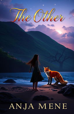 A captivating book cover featuring a tranquil scene of the mystical Island of Thrylos, bathed in soft twilight
