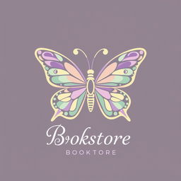 A beautifully designed logo for a bookstore, inspired by the delicate and colorful patterns of butterflies