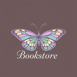 A beautifully designed logo for a bookstore, inspired by the delicate and colorful patterns of butterflies