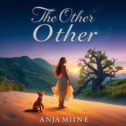 A captivating book cover for 'The Other' by Anja Mienie, featuring a serene and enchanting scene set on the mystical Island of Thrylos
