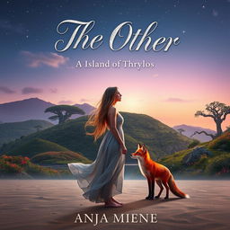 A captivating book cover for 'The Other' by Anja Mienie, featuring a serene and enchanting scene set on the mystical Island of Thrylos