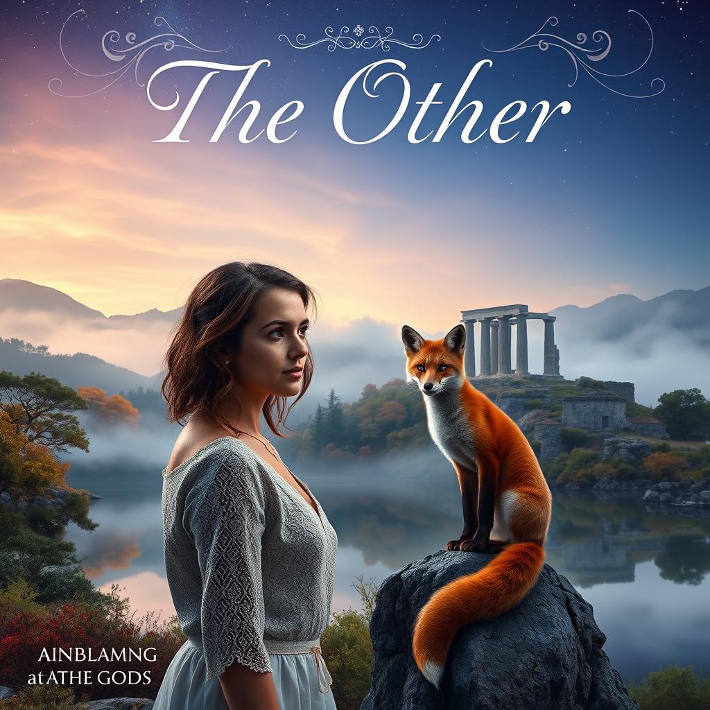 A captivating and mysterious book cover for 'The Other' featuring the enchanting Island of Thrylos