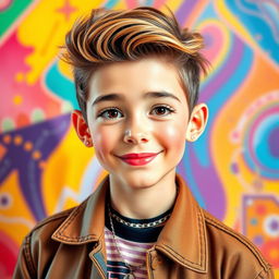 A handsome, sexy, and cute boy with androgynous features, styled in a trendy outfit that blends feminine and masculine elements