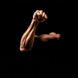 A striking wallpaper featuring a strong muscular arm in the center, set against a solid black background